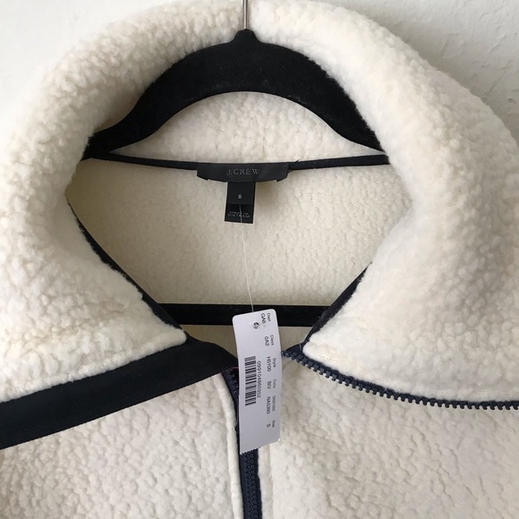 J Crew Ivory Crop Half Zip Polartec Fleece Pullover Sweater NWT Small - Picture 8 of 10